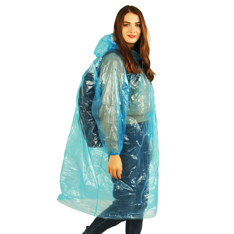 Clear transparent disposable pe raincoat