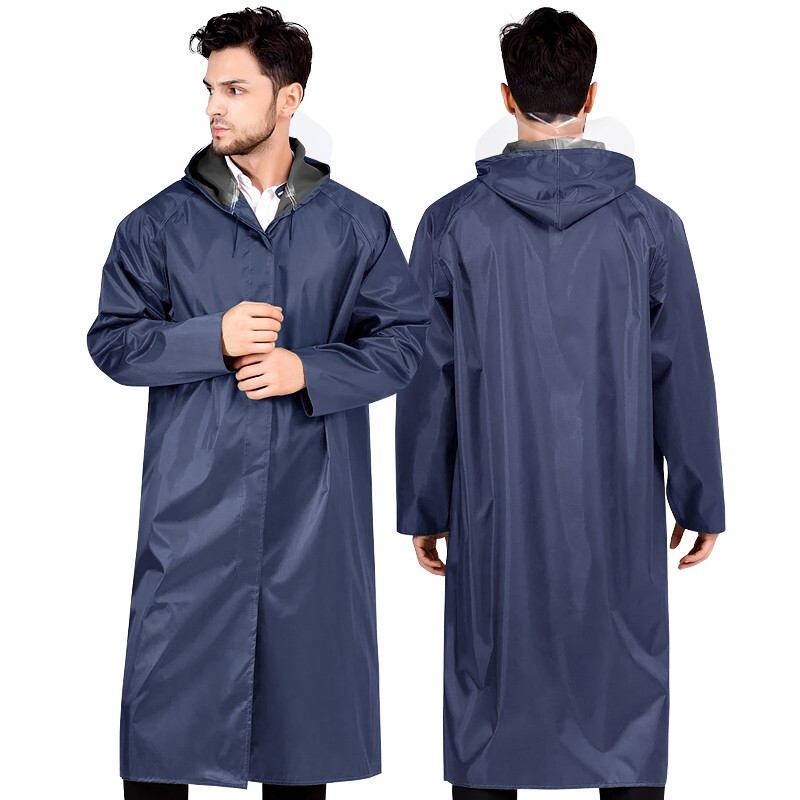 classic waterproof hooded long raincoat for men