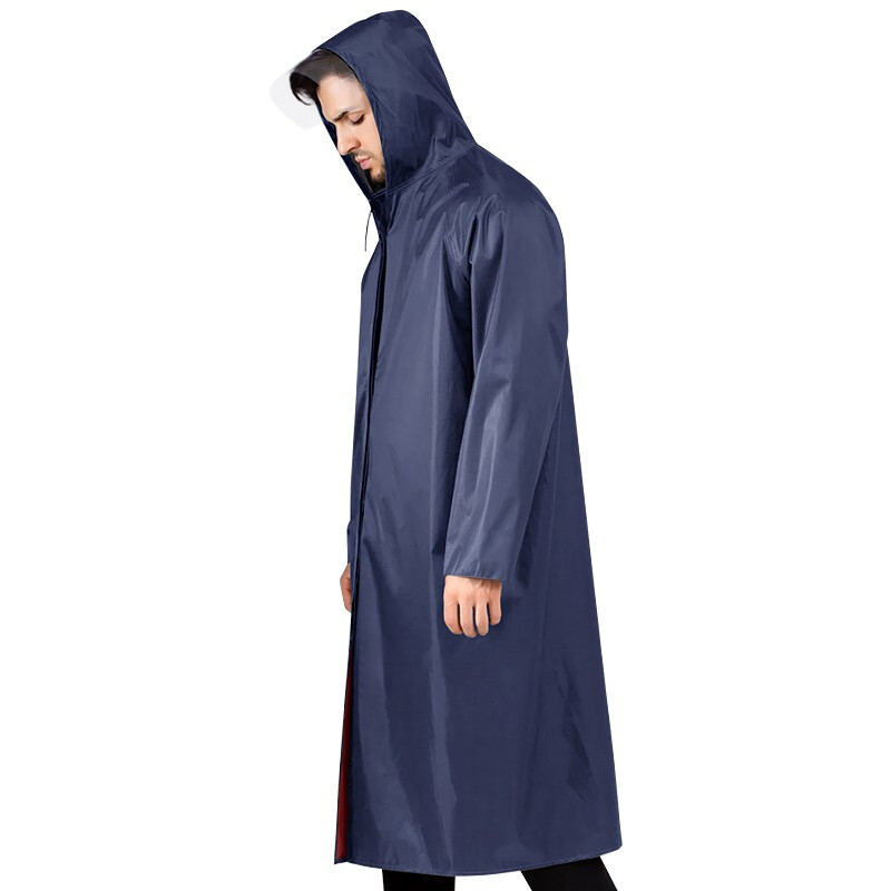 classic waterproof hooded long raincoat for men